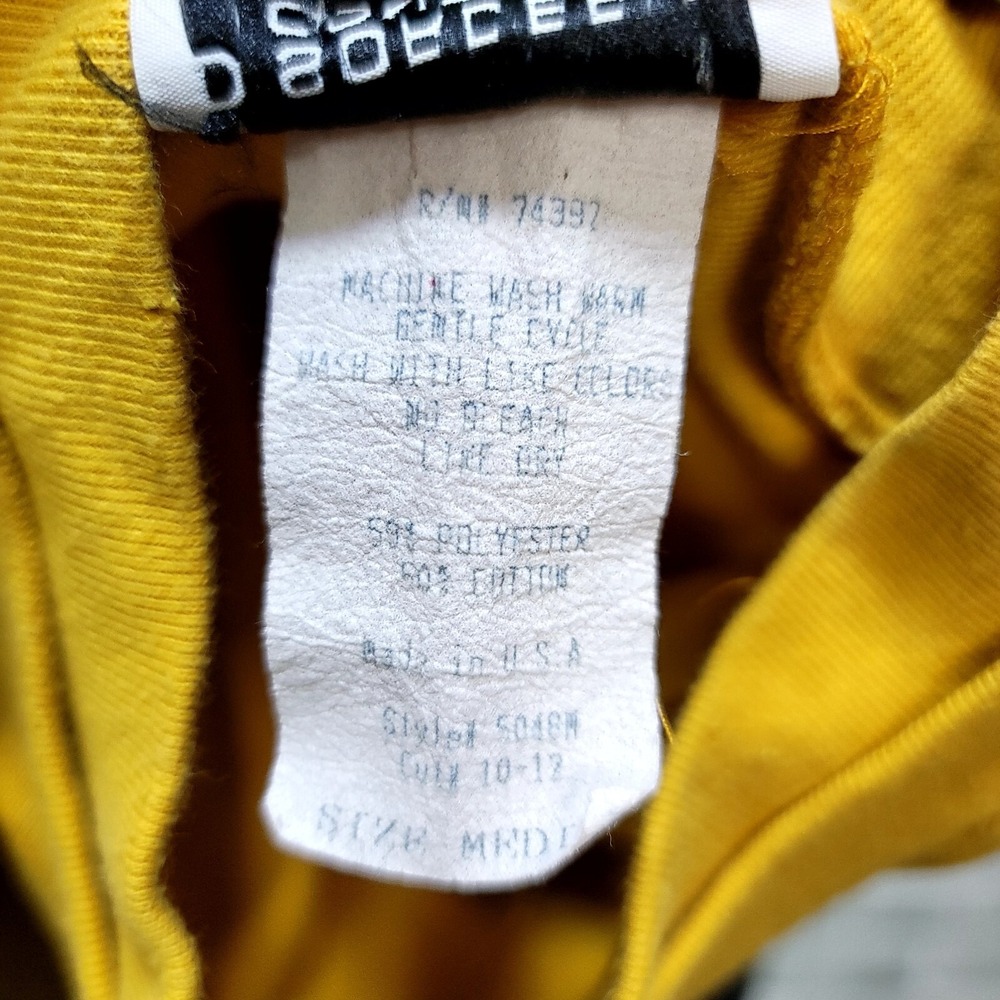 Vintage Disorderly Conduct Yellow Sweatshirt Dress Mock Neck Crest Logo Normcore - Picture 12 of 12